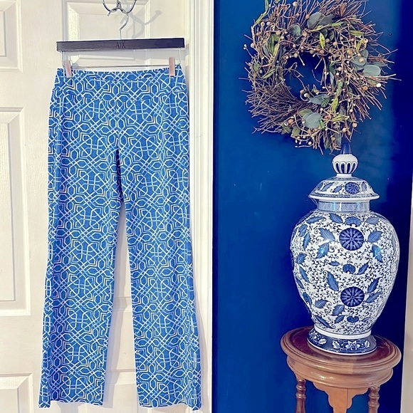 Women’s J. McLaughlin Blue & White Carmel Catalina Cloth Pants Size XS - Picture 2 of 11